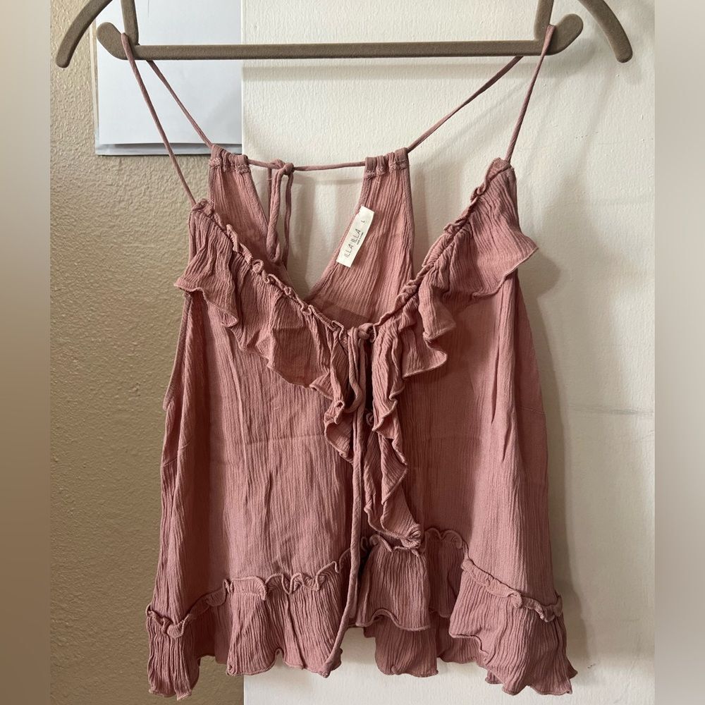 ILLA ILLA Ruffled Cami Top – Mauve SzL BohoChic Fairycore Y2K Whimsical Cottage
